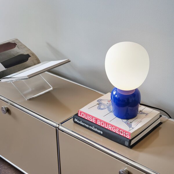 Stolní lampa Belid, Buddy, Modrá, Obývací pokoj, Sklo, Design