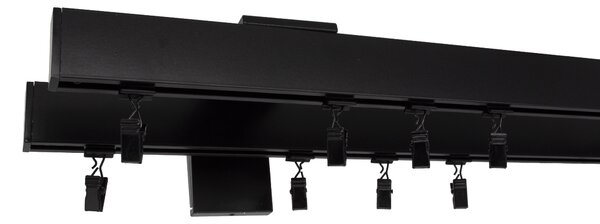 Kovovégarnýže.cz Garnýže Quadrato plug černá matná Varianta jednořadá nebo dvouřadá: Jednořadá, Délka: 0-100cm, Uchycení látky: jezdec+šnekový háček
