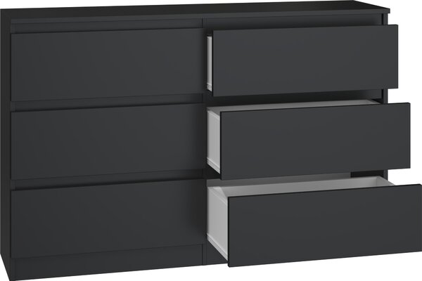 Topeshop M6 120 CZERŃ, Černá, 6 zásuvka/zásuvek, Dřevotřískové desky, Jednobarevný, Moderní, Dřevotřískové desky