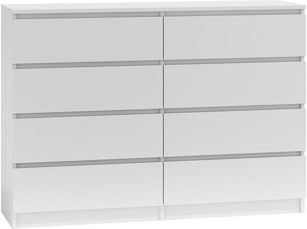 Topeshop M8 140 BIEL, Bílá, 8 zásuvka/zásuvek, Dřevotřískové desky, Jednobarevný, Moderní, Dřevotřískové desky