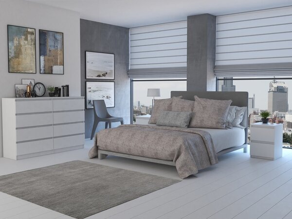 Topeshop M8 140 BIEL, Bílá, 8 zásuvka/zásuvek, Dřevotřískové desky, Jednobarevný, Moderní, Dřevotřískové desky