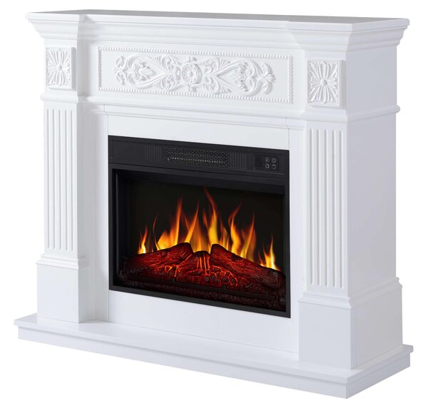 ArtiFlame Elektrický krb Toscana AF23S Elektrický stojící krb s ohřevem 1800W realistický efekt plamene LED osvětlení Dálkové ovládání Časovač Bílá barva