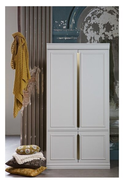 Světle šedá šatní skříň z borovicového dřeva 110x215x62 cm Organize – WOOOD