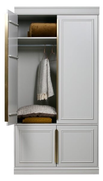 Světle šedá šatní skříň z borovicového dřeva 110x215x62 cm Organize – WOOOD