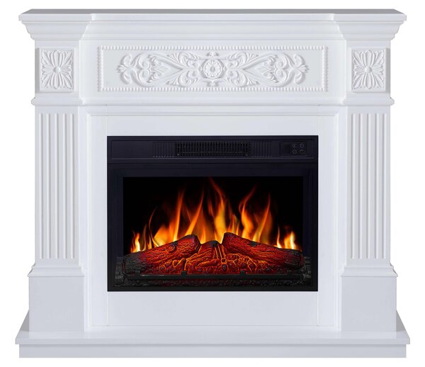 ArtiFlame Elektrický krb Toscana AF23S Elektrický stojící krb s ohřevem 1800W realistický efekt plamene LED osvětlení Dálkové ovládání Časovač Bílá barva