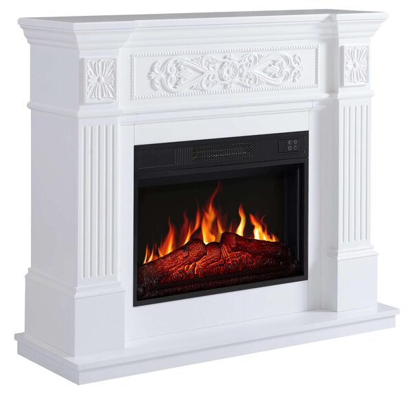 ArtiFlame Elektrický krb Toscana AF23S Elektrický stojící krb s ohřevem 1800W realistický efekt plamene LED osvětlení Dálkové ovládání Časovač Bílá barva
