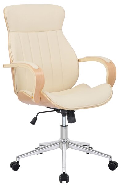 Kancelářská židle Royston - ohýbané dřevo a umělá kůže | přírodní a krémová