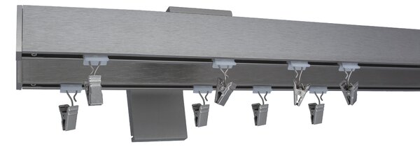 Kovovégarnýže.cz Garnýže Quadrato plug broušený nerez Varianta jednořadá nebo dvouřadá: Jednořadá, Délka: 0-100cm, Uchycení látky: jezdec+šnekový háček