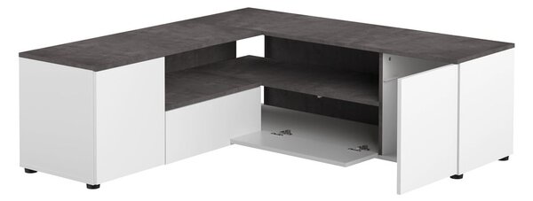 Šedo-bílý TV stolek v dekoru betonu 130x46 cm Angle – TemaHome