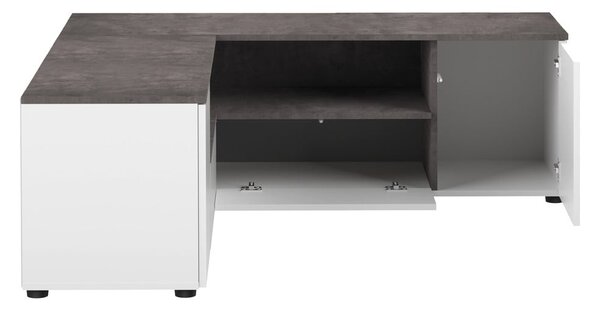 Šedo-bílý TV stolek v dekoru betonu 130x46 cm Angle – TemaHome