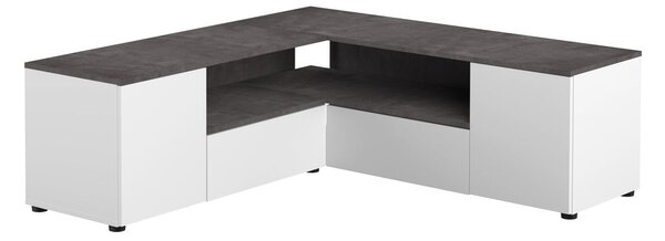 Šedo-bílý TV stolek v dekoru betonu 130x46 cm Angle – TemaHome
