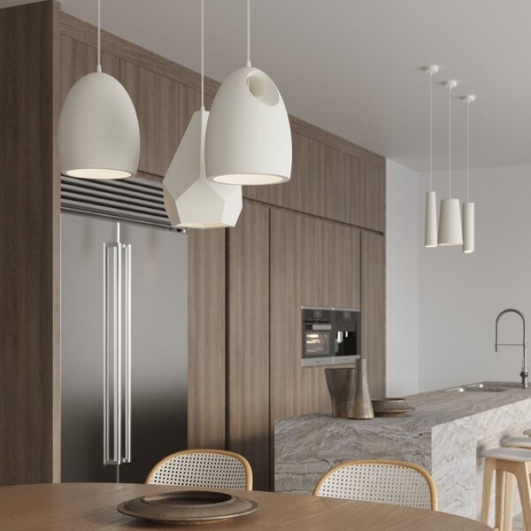 Bílé závěsné svítidlo s keramickým stínidlem ø 8 cm Alverna – Sollux