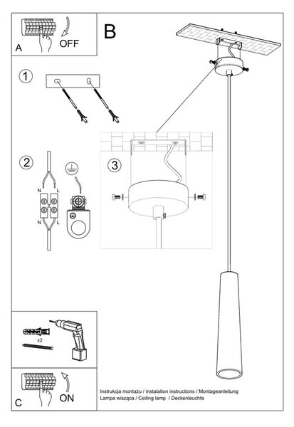 Bílé závěsné svítidlo s keramickým stínidlem ø 8 cm Alverna – Sollux