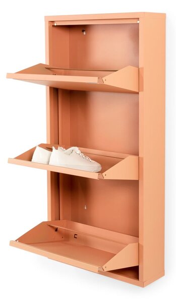 Kovový výklopný botník v lososové barvě 50x103x15 cm Billy – Spinder Design