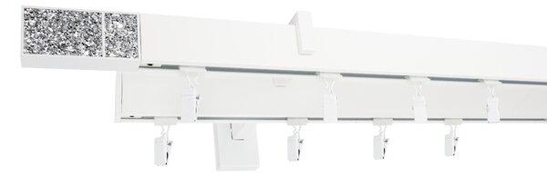 Kovovégarnýže.cz Garnýže Square line modern crystal light bílá lesklá Varianta jednořadá nebo dvouřadá: Jednořadá, Délka: 0-100cm, Uchycení látky: jezdec+šnekový háček