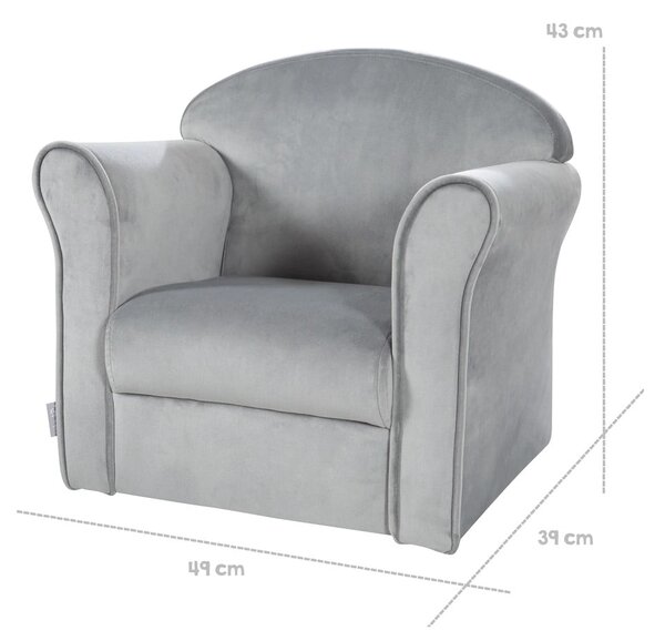 Světle šedé sametové dětské křesílko Lil Sofa – Roba