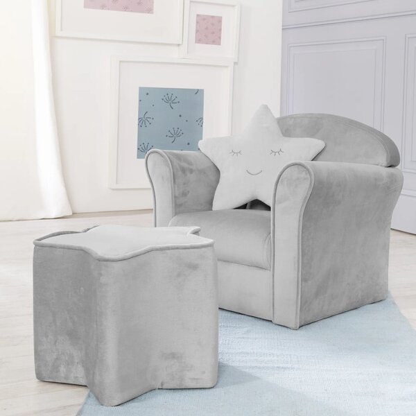 Světle šedé sametové dětské křesílko Lil Sofa – Roba