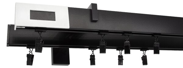 Kovovégarnýže.cz Garnýže Square line modern passa černá matná Varianta jednořadá nebo dvouřadá: Jednořadá, Délka: 0-100cm, Uchycení látky: jezdec+šnekový háček