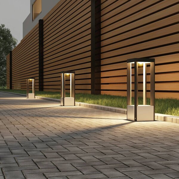Podstavné svítidlo Lucande LED Kalisa, IP65, 42 cm, šedá, kovové provedení
