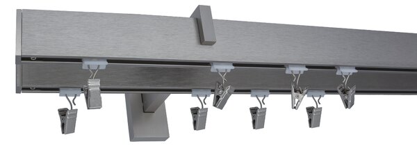 Kovovégarnýže.cz Garnýže Square line modern plug broušený nerez Varianta jednořadá nebo dvouřadá: Jednořadá, Délka: 0-100cm, Uchycení látky: jezdec+šnekový háček
