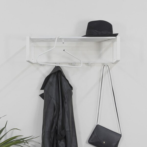 Bílý kovový nástěnný věšák s poličkou 70 cm Rex – Spinder Design