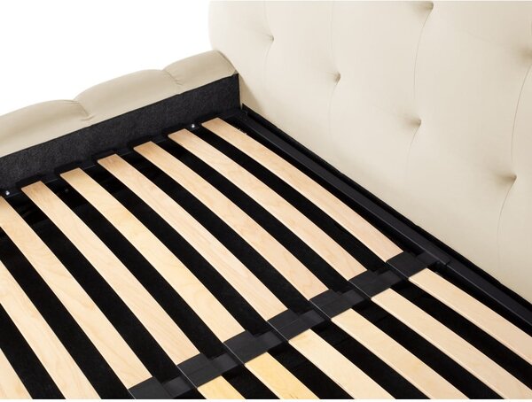 Béžová čalouněná dvoulůžková postel s úložným prostorem s roštem 200x200 cm Bali – Cosmopolitan Design