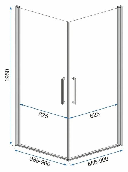 Rea Abra Matte, 2-křídlový sprchový kout 90 (dveře) x 90 (dveře) x 195 cm, 6mm čiré sklo, černý profil, REA-K5502