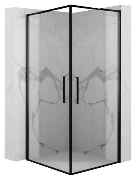 Rea - ABRA MATTE rohový otevírací sprchový kout 90 x 90 cm, černý profil / čiré sklo, REA-K5502