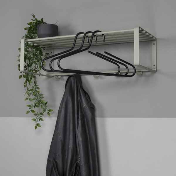 Šedozelený kovový nástěnný věšák s poličkou 70 cm Rex – Spinder Design
