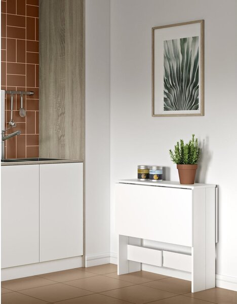 Rozkládací jídelní stůl s bílou deskou 76x28 cm Papillon – TemaHome