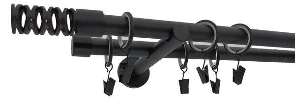 Kovovégarnýže.cz Garnýž Jewel modern 19 mm černá matná Varianta jednořadá nebo dvouřadá: Jednořadá, Délka: 120 cm, Uchycení látky: Kroužky s žabkou