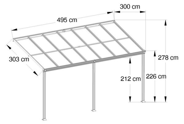 Hliníkový přístřešek na auto AVENBERG AVESTA BW8 5 × 3 m