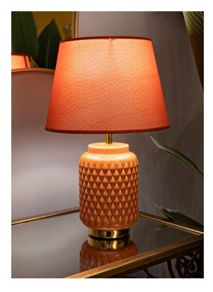 Oranžová keramická stolní lampa s textilním stínidlem (výška 44 cm) – Mauro Ferretti