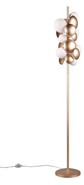 Stojací lampa se skleněným stínidlem ve zlato-bílé barvě (výška 155 cm) Bubble – Trio Select