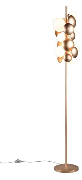 Stojací lampa se skleněným stínidlem ve zlato-bílé barvě (výška 155 cm) Bubble – Trio Select