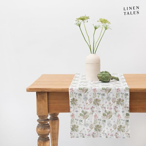 Lněný běhoun na stůl 40x200 cm White Botany – Linen Tales
