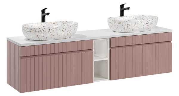 Comad Koupelnová skříňka s deskovými umyvadly set Iconic Rose 180 antická růžová/bílá