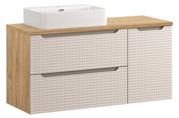 Comad Koupelnová skříňka s deskovým umyvadlem Luxor Beige 120 béžová/dub olejovaný