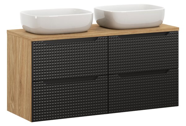 Comad Koupelnová skříňka s deskovými umyvadly set Luxor Black 120 černá/dub olejovaný