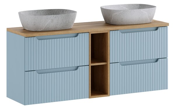 Comad Koupelnová skříňka s deskovými umyvadly set Nova Denim 140 denim/dub coast evoke