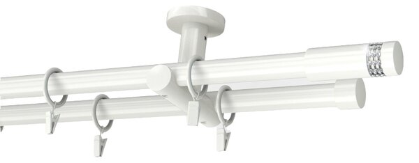 Kovovégarnýže.cz Stropní garnýž Astra modern 19 mm bílá lesklá Varianta jednořadá nebo dvouřadá: Jednořadá, Délka: 120 cm, Uchycení látky: Kroužky s žabkou