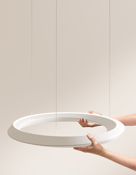 Lodes Závěsné LED svítidlo TIDAL, 33W, ø 60 cm, CRI90 Barva: Bílá + bílá montura, Teplota světla: 2700K - teplá bílá, Stmívání, řízení: TRIAC (lze použít i bez stmívání)
