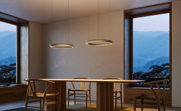Lodes Závěsné LED svítidlo TIDAL, 33W, ø 60 cm, CRI90 Barva: Bílá + bílá montura, Teplota světla: 2700K - teplá bílá, Stmívání, řízení: TRIAC (lze použít i bez stmívání)