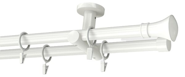 Kovovégarnýže.cz Stropní garnýž Colosseo modern 19 mm bílá lesklá Varianta jednořadá nebo dvouřadá: Jednořadá, Délka: 120 cm, Uchycení látky: Kroužky s žabkou