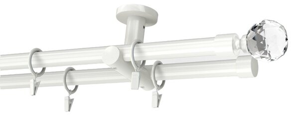 Kovovégarnýže.cz Stropní garnýž Globe modern 19 mm bílá lesklá Varianta jednořadá nebo dvouřadá: Jednořadá, Délka: 120 cm, Uchycení látky: Kroužky s žabkou