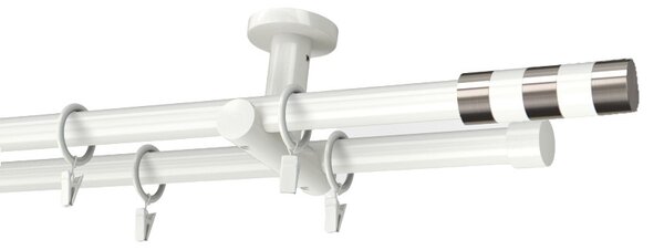 Kovovégarnýže.cz Stropní garnýž Imperial modern 19 mm bílá lesklá Varianta jednořadá nebo dvouřadá: Jednořadá, Délka: 120 cm, Uchycení látky: Kroužky s žabkou