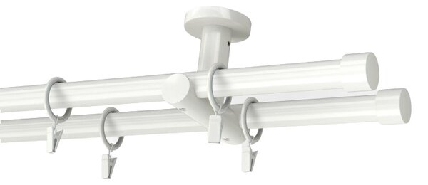 Kovovégarnýže.cz Stropní garnýž Rullo modern 19 mm bílá lesklá Varianta jednořadá nebo dvouřadá: Dvouřadá, Délka: 120 cm, Uchycení látky: Bez kroužků (na tunýlek)
