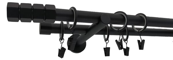 Kovovégarnýže.cz Garnýž Craft modern 19 mm černá matná Varianta jednořadá nebo dvouřadá: Jednořadá, Délka: 120 cm, Uchycení látky: Kroužky s žabkou