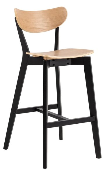 Barové židle v černo-přírodním barevném provedení z kaučukového dřeva v sadě 2 ks 105 cm Roxby – Actona