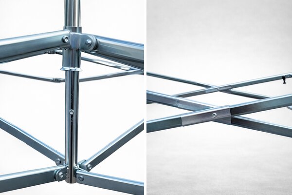 Nůžkový párty stan 3×6m OCEL Premium – 4 plné bočnice barva Červená